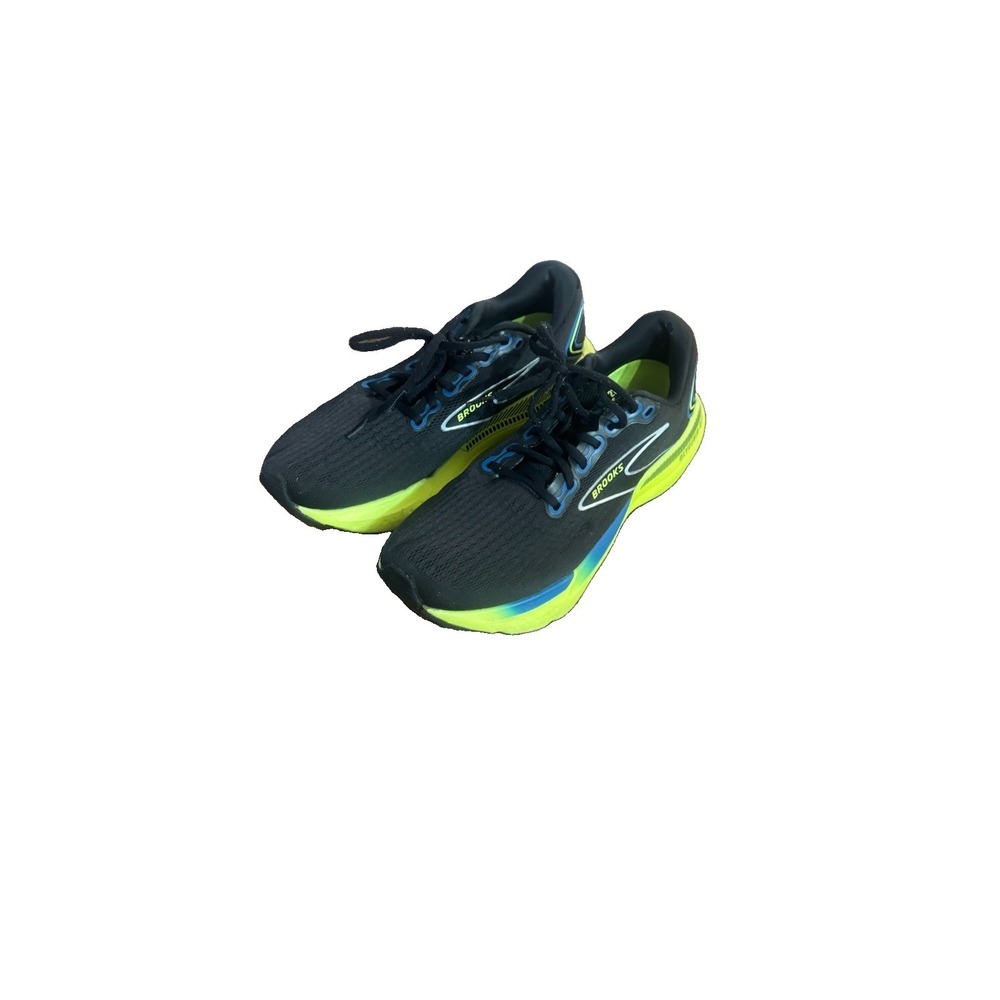 Brooks Glycerin GTS 21 Men's 10.5 D Running Shoes Black Blue Neon Yellow